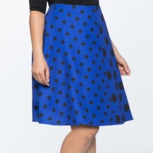 eloquii Blue Black Dot A line Mini Skirt sz14